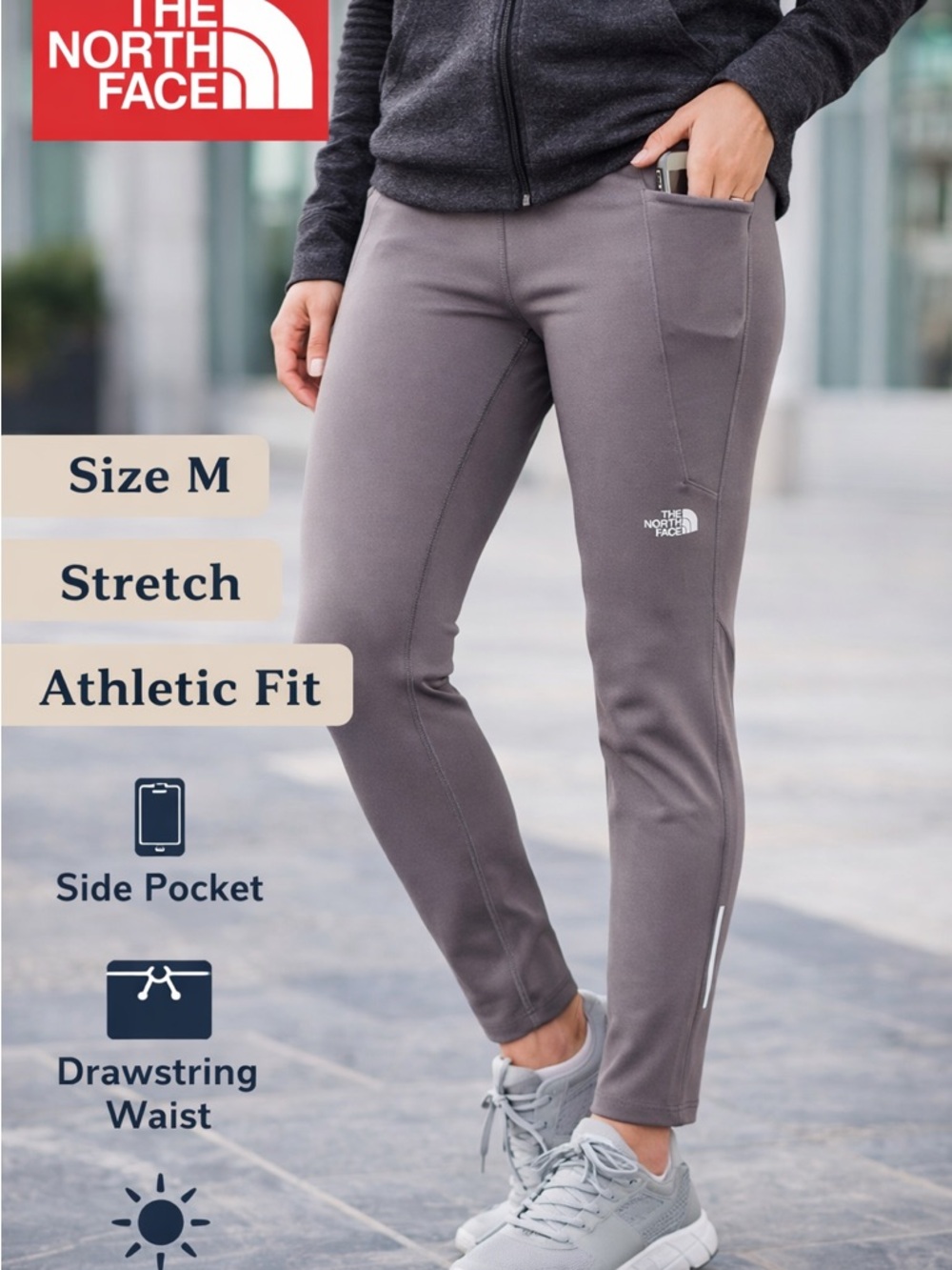 The North Face Women's M activewear fitted stretch Tights Graphite Purple